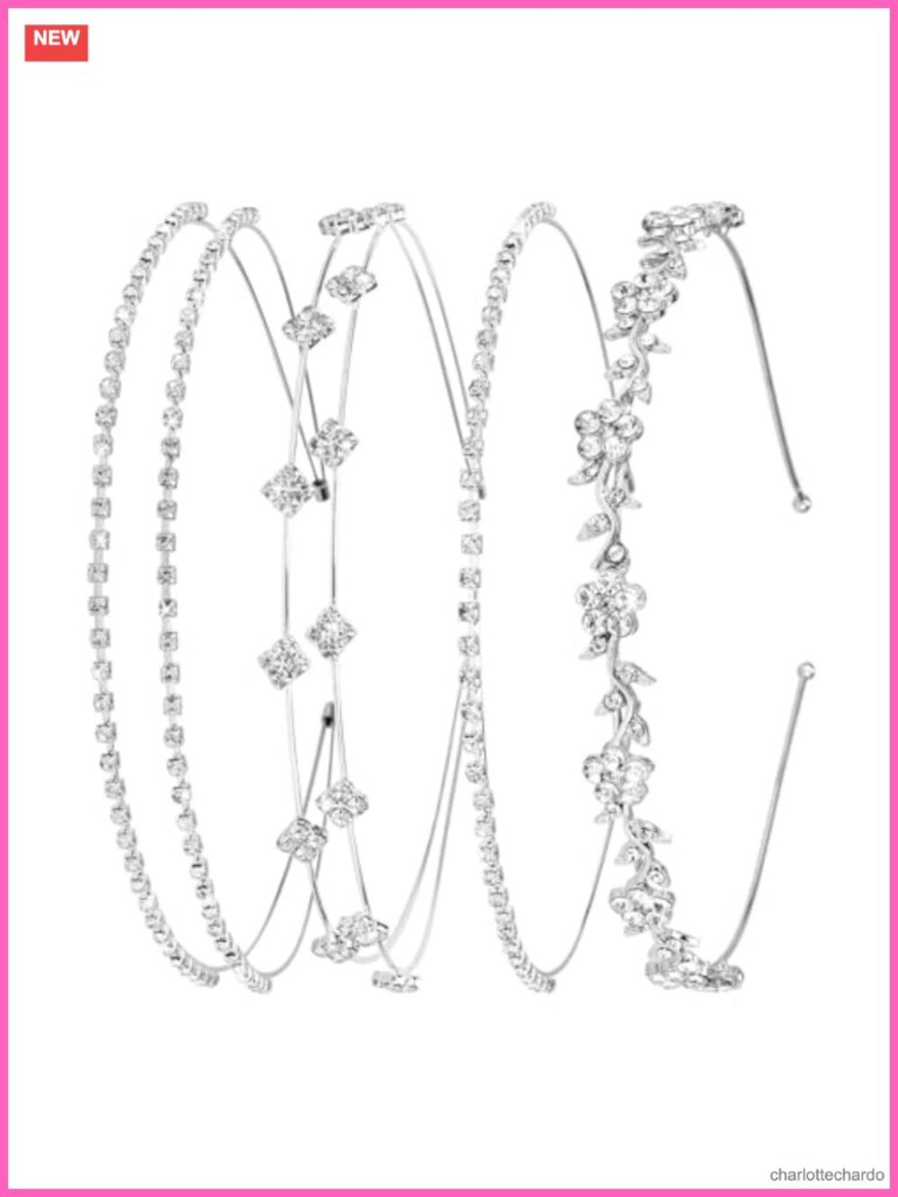 4 Pc Rhinestone Crystal Headband Set Bridal Wedding Tiara Hair Accessories